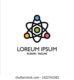 Atom, Educate, Education Business Logo Template. Flat Color