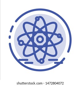 Atom, Education, Nuclear Blue Dotted Line Line Icon