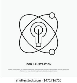 Atom, Education, Nuclear, Bulb Vector Line Icon