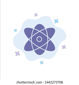 Atom, Education, Physics, Science Blue Icon on Abstract Cloud Background