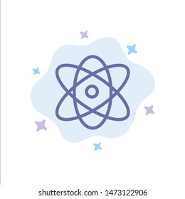 Atom, Education, Physics, Science Blue Icon on Abstract Cloud Background