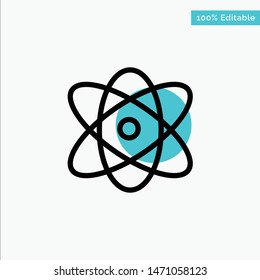 Atom, Education, Physics, Science turquoise highlight circle point Vector icon. Vector Icon Template background