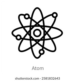 Atom and electron icon concept