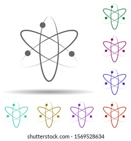 Atom, electron in multi color style icon. Simple thin line, outline vector of biology icons for ui and ux, website or mobile application