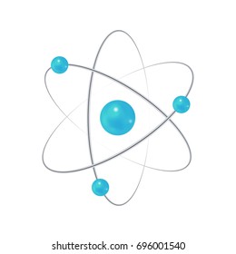 Atom. Electron, Nucleus, Neutron, Proton Sign. Educational Vector Illustration Isolated On White Background.