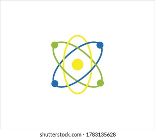 atom with electron trajectory for science physic technology laboratory vector logo design template