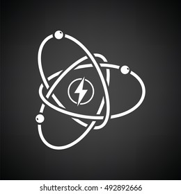 Atom energy icon. Black background with white. Vector illustration.
