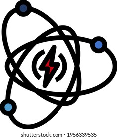 Atom Energy Icon. Editable Bold Outline With Color Fill Design. Vector Illustration.
