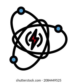 Atom Energy Icon. Editable Bold Outline With Color Fill Design. Vector Illustration.
