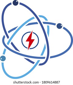 Atom Energy Icon. Flat Color Design. Vector Illustration.