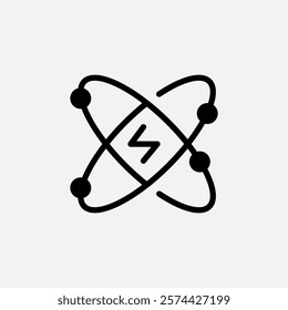 Atom Energy icon line, free energy, ecology, renewable and green energy concept. Linear and lineart icon.