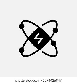 Atom Energy icon semi solid, free energy, ecology, renewable and green energy concept. Glyph icon.