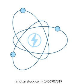 Atom Energy Icon. Thin Line With Blue Fill Design. Vector Illustration.