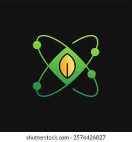 Atom energy and leaf icon solid gradient, free energy, ecology, renewable and green energy concept. Gradient Solid icon.