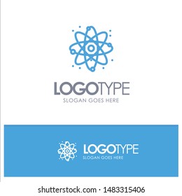 Atom, Energy, Power, Lab Blue Outline Logo Place for Tagline
