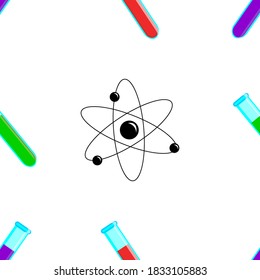 atom and flasks, science, seamless pattern