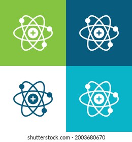 Atom Flat cuatro colores mínimo conjunto de iconos