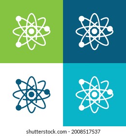 Atom Flat cuatro colores mínimo conjunto de iconos