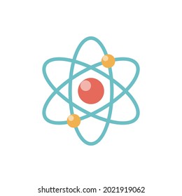 Atom flat icon on white background. Vector illustration