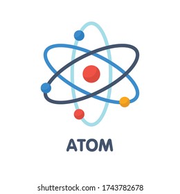 Ilustración de diseño de estilo de icono plano de átomos sobre los pasos de fondo blanco.10