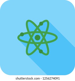 Atom flat multi color long shadow icon.