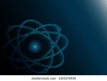 Atom form lines, triangles and particle style design.

