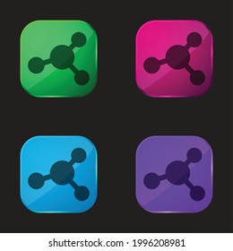 Atom four color glass button icon