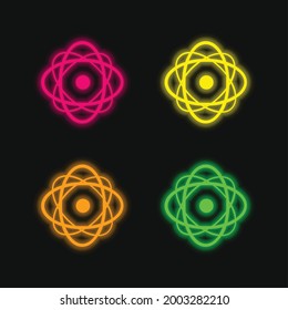 Atom four color glowing neon vector icon