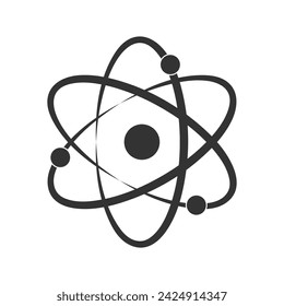 Atom graphic icon. Atom sign isolated on white background. Atom symbol, chemistry and science research. Vector illustration