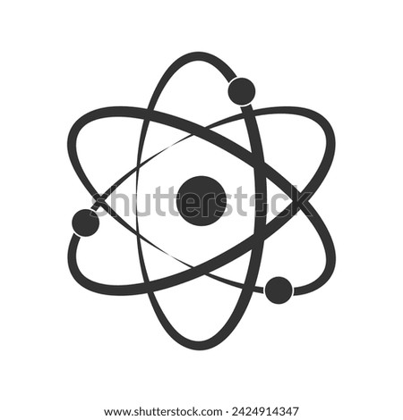 Atom graphic icon. Atom sign isolated on white background. Atom symbol, chemistry and science research. Vector illustration
