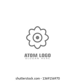 Atom graphic logo template, floral logo, flat logo isolated on white background.