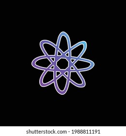 Icono de vector de gradiente azul del símbolo dibujado a mano de átomo
