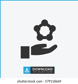 atom in hand icon illustration isolated vector sign symbol