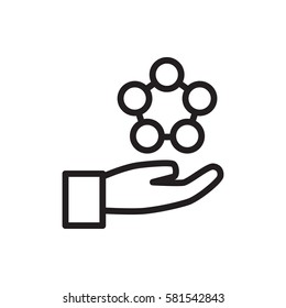 atom in hand icon illustration isolated vector sign symbol