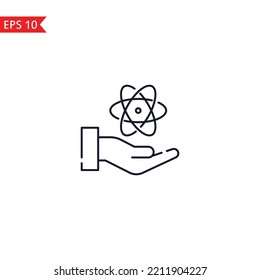 Atom in hand line icon isolated sign symbol Vector
