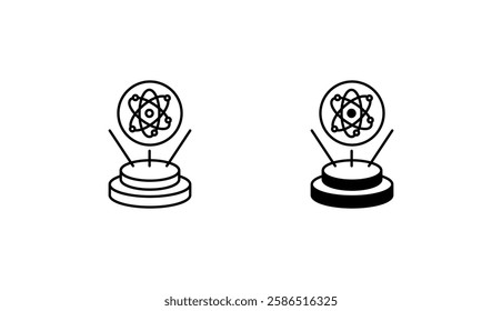 Atom Hologram icon design with white background stock illustration