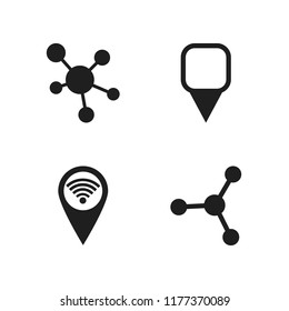 atom icon. 4 atom vector icons set. molecule, wifi pin and map pin icons for web and design about atom theme