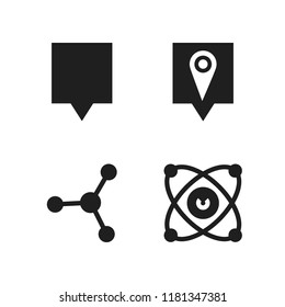 atom icon. 4 atom vector icons set. molecule, map pin and molecules icons for web and design about atom theme