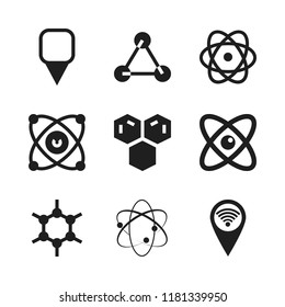 atom icon. 9 atom vector icons set. nuclear, atomic orbitals and atomic theory icons for web and design about atom theme