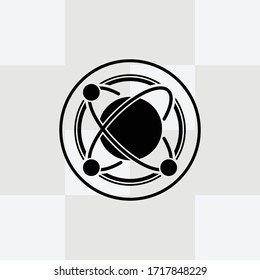 atom icon to be used for web print and mobile application logo in round version.