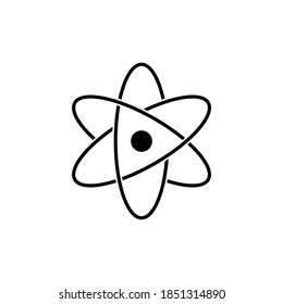 Atom icon in black. Molecule sign. Science concept. Vector on isolated white background. EPS 10