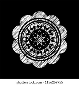 atom icon with chalkboard texture