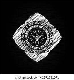 atom icon with chalkboard texture