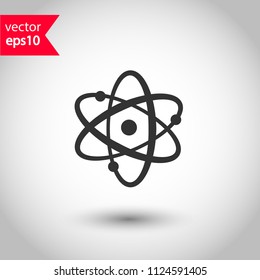 Atom icon. Chemical atom icon. Studio background. EPS 10 vector sign.