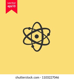 Atom icon. Chemical atom icon. Yellow background. EPS 10 vector sign.