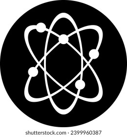 Atom icon in circle on white background