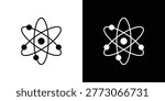 Atom icon clipart flat versions in black and white