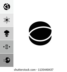 Atom icon. collection of 6 atom filled icons such as core. editable atom icons for web and mobile.