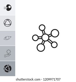 Atom icon. collection of 6 atom filled and outline icons such as . editable atom icons for web and mobile.