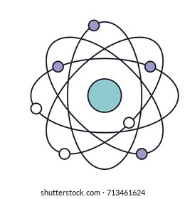 atom icon in color section silhouette vector illustration